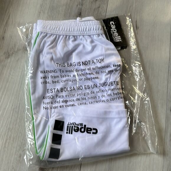 CAPELLi MEN'S EMPIRE PRO MATCH SHORTS Size M in White/Green Pinstripe/Black‎ NWT - Picture 5 of 5